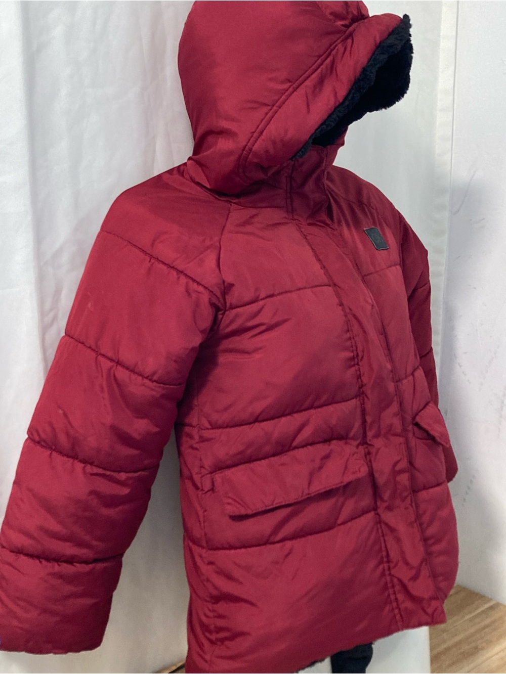 Calvin Klein Jeans Girls Burgundy Puffer Winter Coat Hooded 6X
